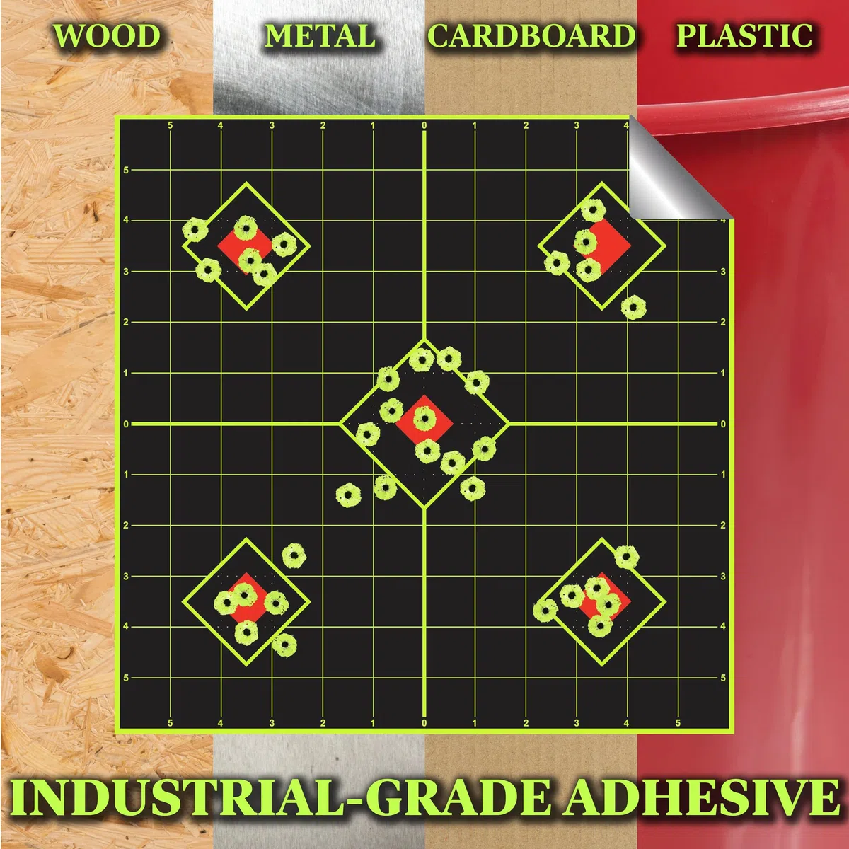 Paquet de 25 – 30,5 x 30,5 cm Sight Dans Adhesif "Stick & Splatter" Cibles Splatterburst - Les coups jaunes brillants sont faciles à voir - Rifles -Pistols- Airguns - AirSoft
