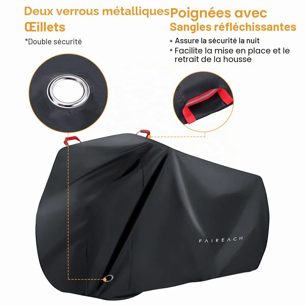 Housse Velo Exterieur Protection Bache Velo Exterieur Imperméable, Housse Protection Vélo Anti-Poussière Anti-UV Pluie Neige pour Vélos, Noir 200*110*70cm, Tissu 210D Premium