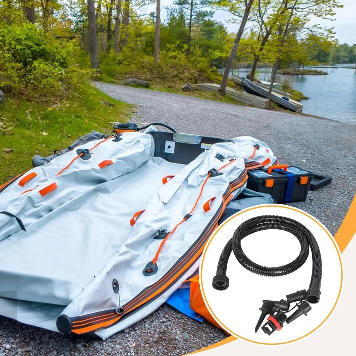 Perfeclan Tuyau de Pompe à air Gonflable, Connecteur d'Accessoires pour Dispositif de Gonflage, Tuyau en PVC de Pompe à Main de 1,2 m pour Bateau Piscine, Pneumatique, Bouées, Connexion Étanche