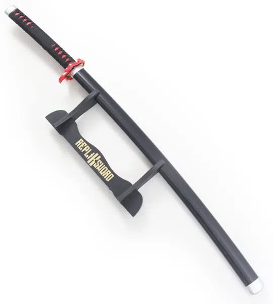Repliksword Katana en Bois Lame Décorative Katana Tanjiro Epee Version 2 Sabre Tanjiro Epee Decoration + Presentoir en Bois Inclus