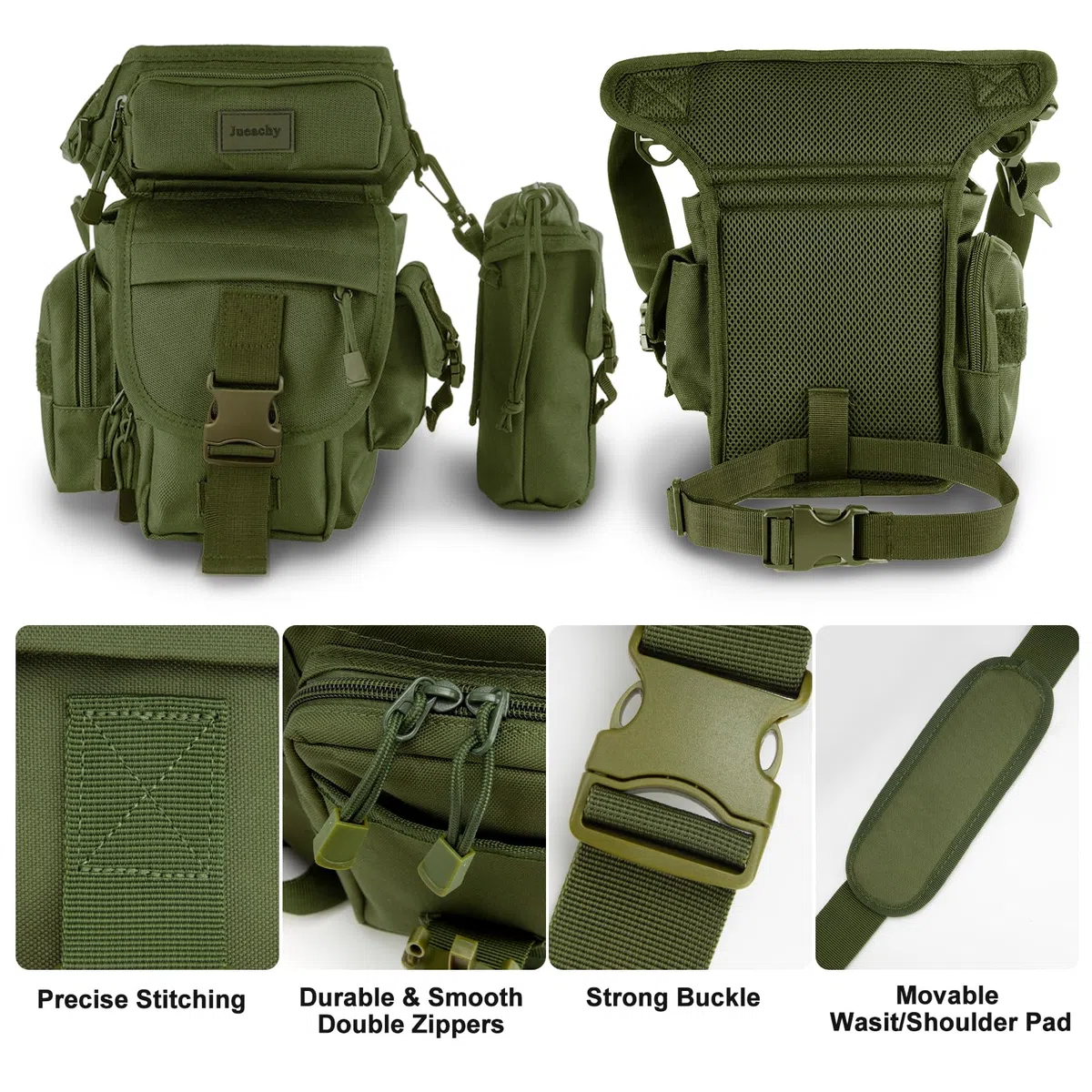 Jueachy Sac de Jambe Polyvalente - Sacoche de Cuisse Pêche Banane Molle Tactique Militaire, Sac Banane Multifonctionnel Imperméable pour Extérieur Moto Voyage Chasse Randonnée Escalade - Sac à Outils