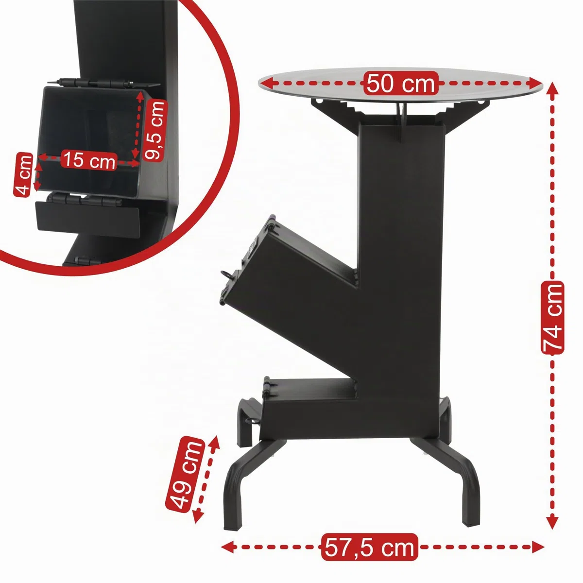 BBQ-Toro Poêle à fusée avec plaque de cuisson Ø 50 cm | Fusée #7 | Rocket Stove en acier de 2,8 mm d'épaisseur | Barbecue de camping avec plaque de cuisson, réchaud de camping, four d'atelier en acier