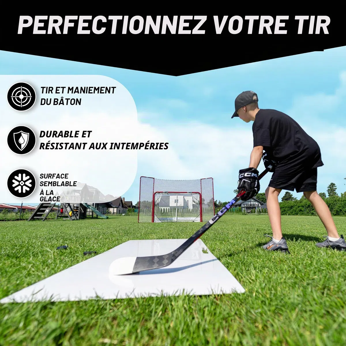 Better Hockey Extreme Pro Shooting Pad - Taille 150 x 75 cm - Tapis de tir de Hockey de qualité Pro - Glisse Incroyable