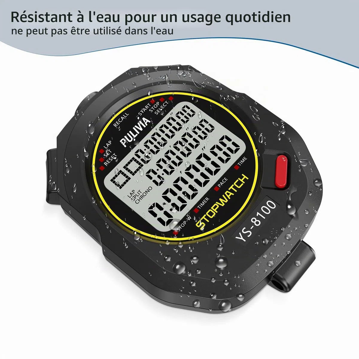 Chronomètre Sport 100 Tours/Splits Chronomètre à ReboNumérique avec Compteurs Horloge Alarme Calendrier, Grand écran Chronometre pour Entraîneurs Course à Pied Sport Entraînement, Noir