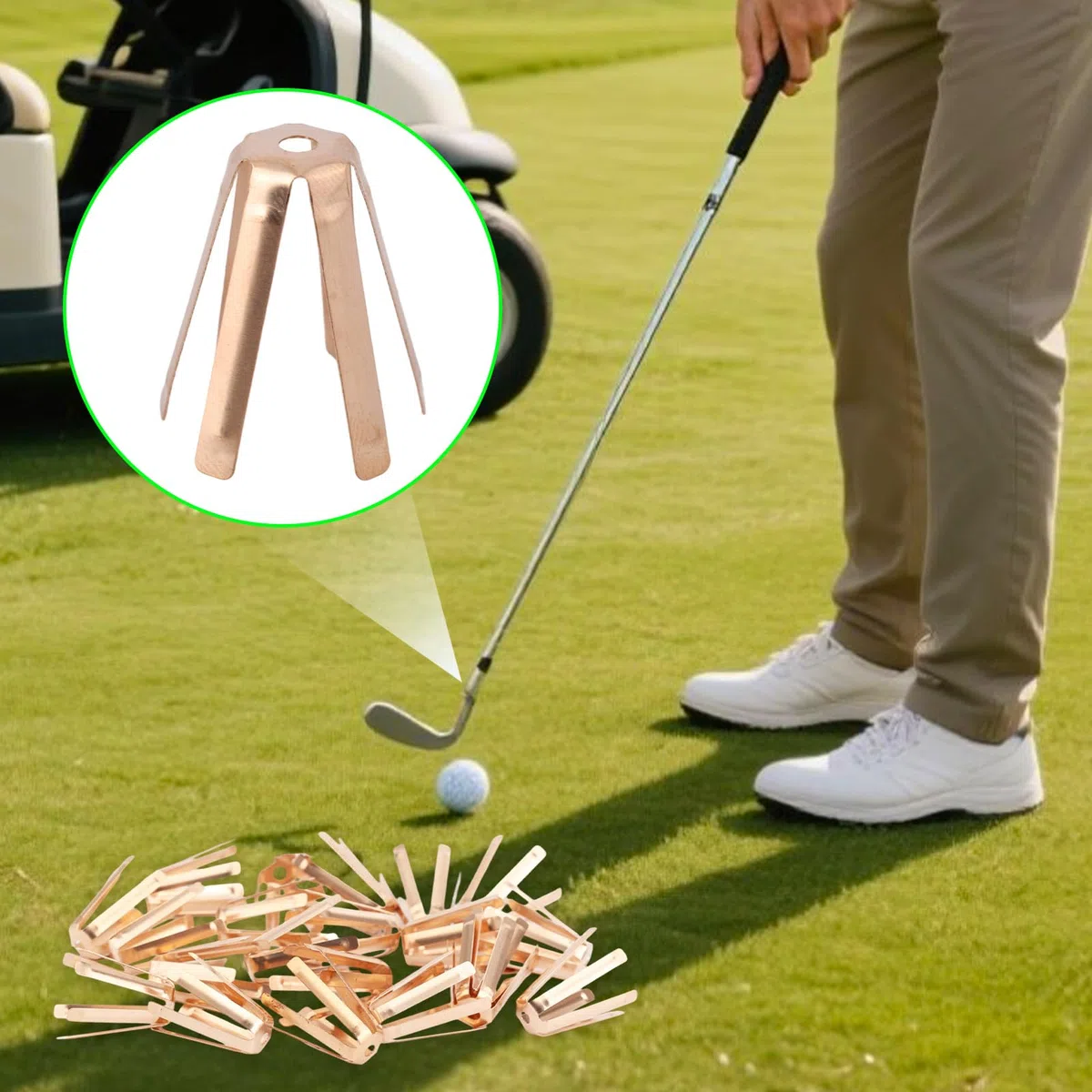 Tinoaly 50pcs Universelles 6 Pattes Laiton Cales pour Shaft de Golf, Réglables Adaptateurs Clubs de Golf Compatibles avec Les Calibres .335 .350 .355 .370 pour Tous Les Shafts for Hommes et Femmes