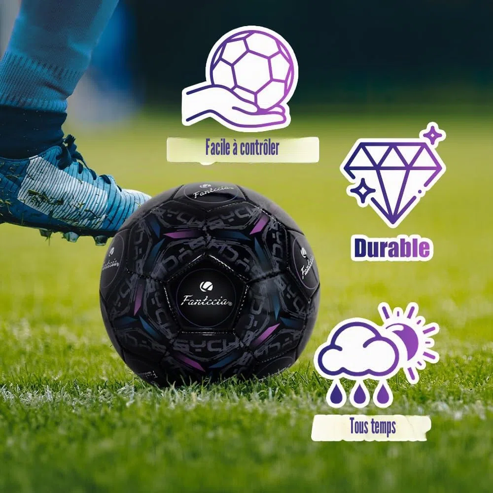 Ballon de football en cuir taille 5 pour enfant - Pour l'extérieur et l'intérieur - Taille et poids officiels