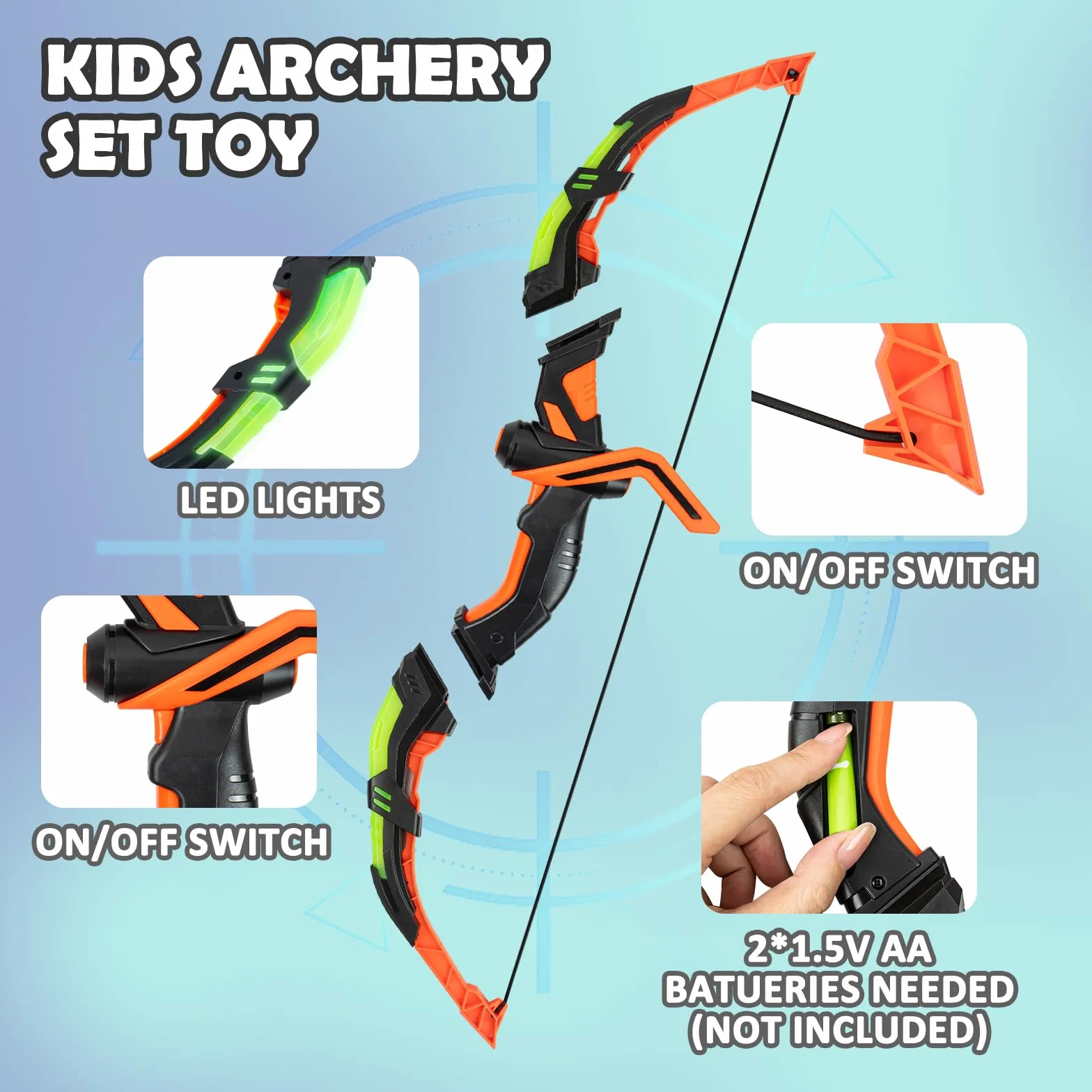 RedCrab Ensemble Arc et Flèches Enfants, Arc Jouet Enfant 3-8 Ans Jeux Exterieur Enfant Cadeau avec Lumières LED, 10 Flèches à Ventouses, Arc Et Cible, Jouet Enfant 3 4 5 6 7 8 Ans Garçon Fille