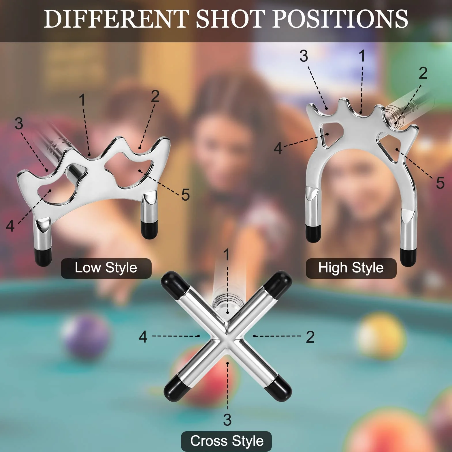 Bâton Pont de Queue de Billard Rétractable avec 3 Pièces Tête de Pont en Laiton Amovible Accessoire Queue de Billard pour Table de Billiard, Snooker, Jeux, Compétition