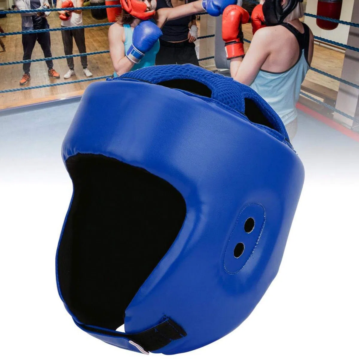 Casque de Boxe Casque de Boxe Cuir PU Réglable Protège-tête Sanda Kickboxing Formation Défense MMA Couvre-Chef