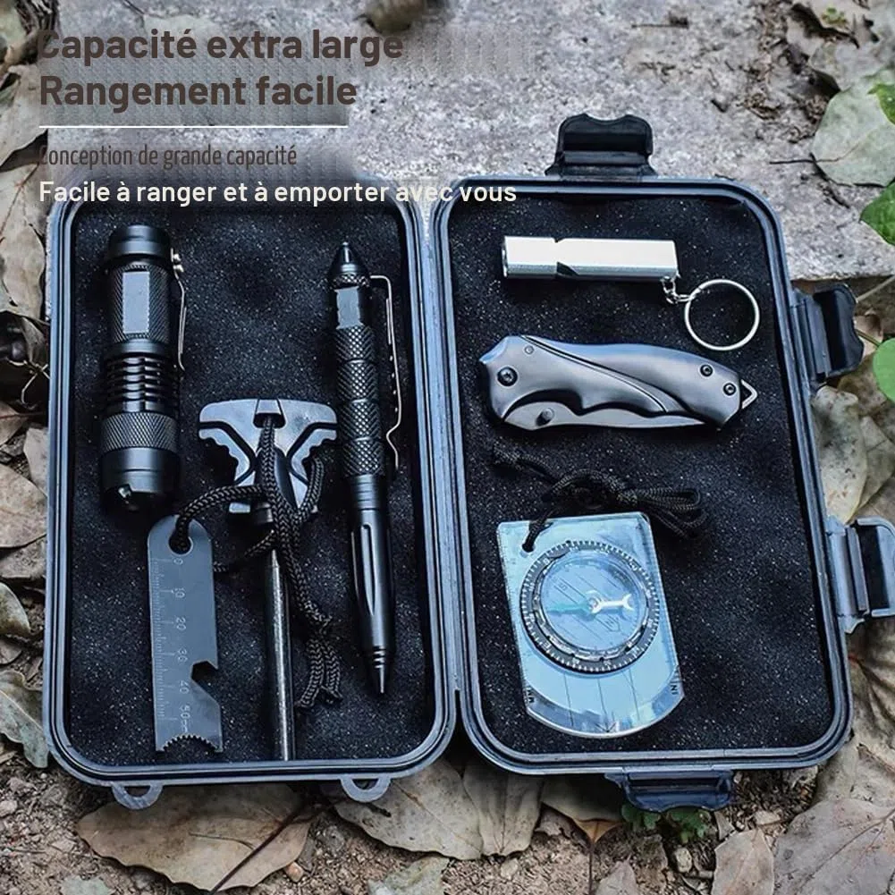 Boîte de Rangement de Survie Étanche Antichoc Extérieure Boîtier de Survie en Plein Air pour Pêche Camping Randonnée (200x98x82 mm)