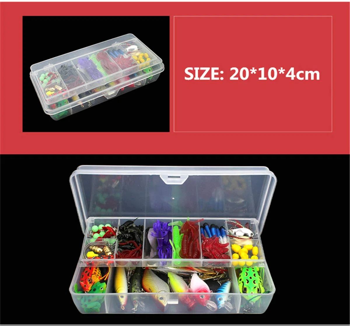 Leurres de pêche Kit avec Boîte à Outils Portable, RoseFlower 141 Pièces Flottante Set Appât de Pêche Hameçons Basse Accessoires Avec Spinnerbaits, Plastique vers, Minnow, Grenouille Appât - Baits Kit