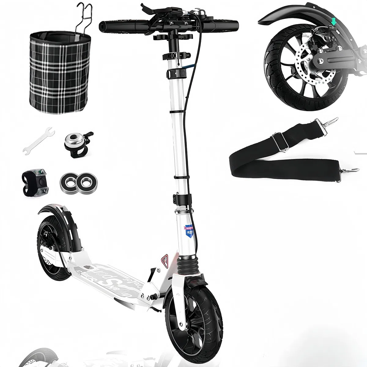 Scooter De Ville Scooter À Grandes Roues pour Adultes avec Double Frein, Double Suspension Capacité De Charge 150 Kg, Jeunes Adultes Scooter Pliable