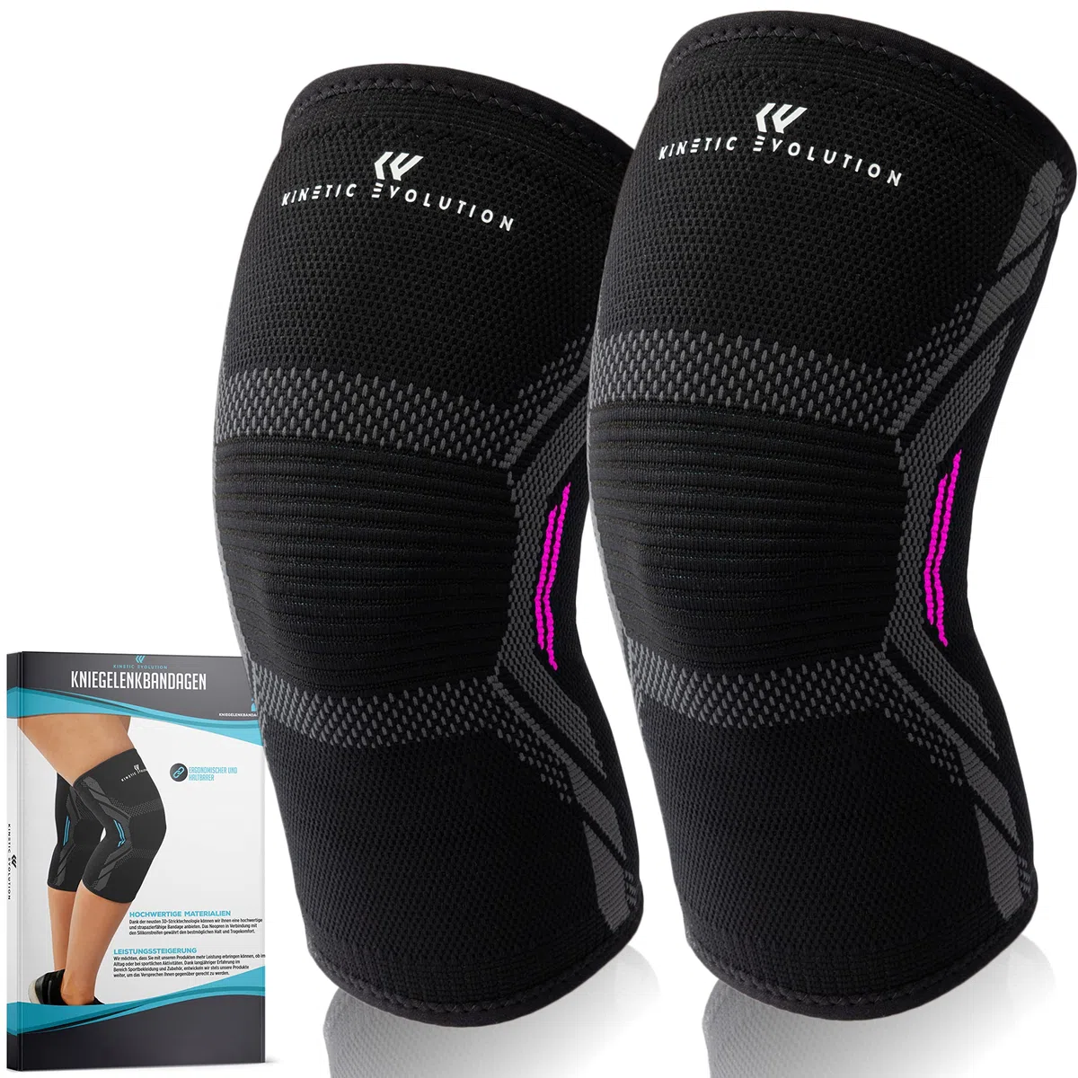Lot de 2 genouillères de compression pour homme et femme - Genouillères de sport pour la course, les sports de force, le volley-ball