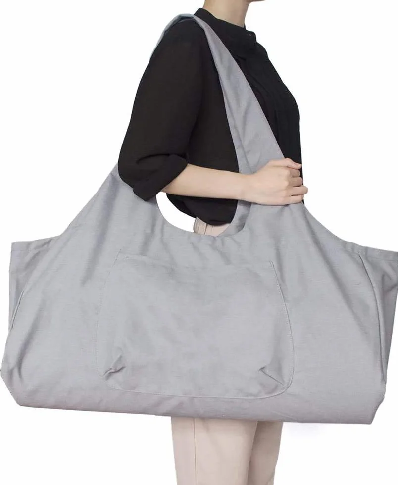 Namvo Grand sac pour tapis de yoga multi-usages avec poche latérale compatible avec la plupart des tailles de tapis, gris
