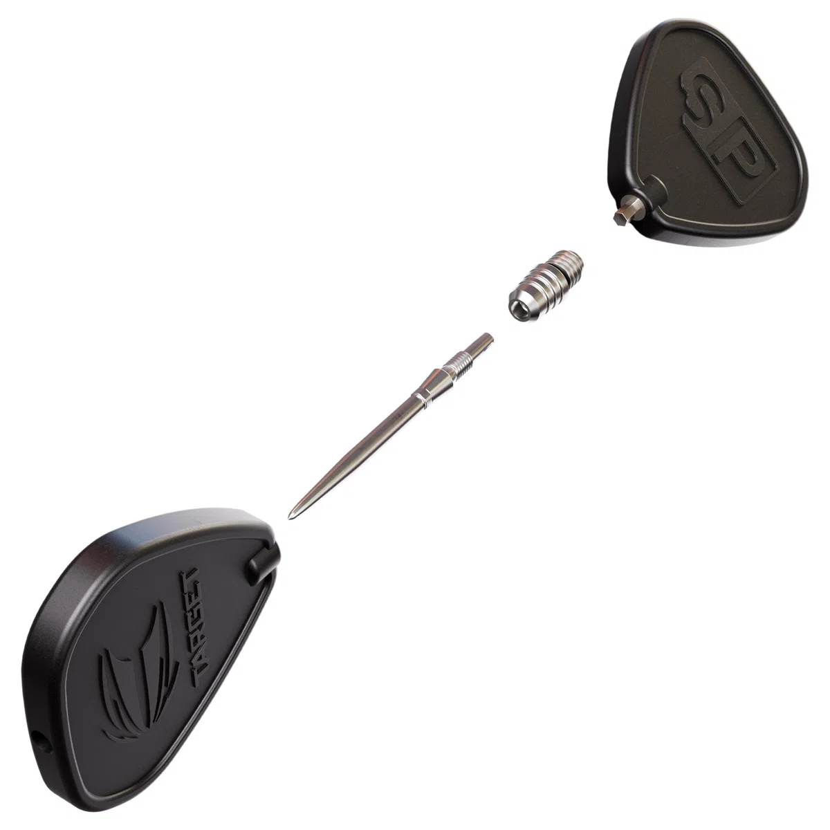Target Darts Soft Tip zu Swiss Point Dart Konvertierungsset, Schwarz/Silber - Soft Tip Dartspitzen Konvertierungswerkzeug, Repointing Soft Tip zu Stahlspitzen 2BA Gewinde - Tungsten Billet Spitzen