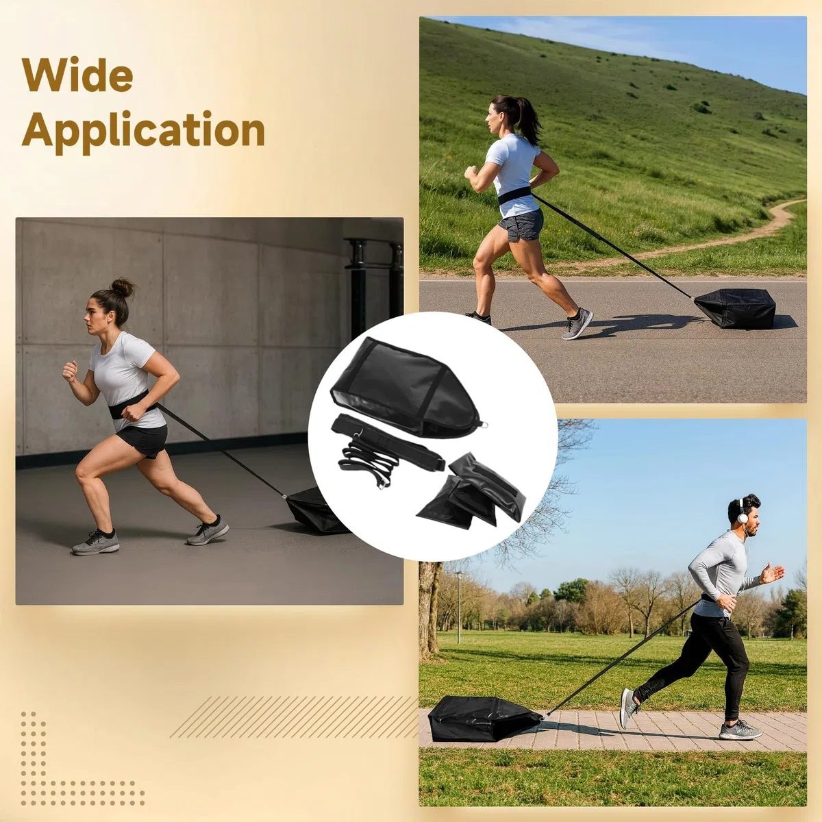 Ensemble d'entraînement de traîneau, poids réglable, 3 sacs de sable, ceinture incluse, PVC, pour la résistance, la course, la force et l'agilité