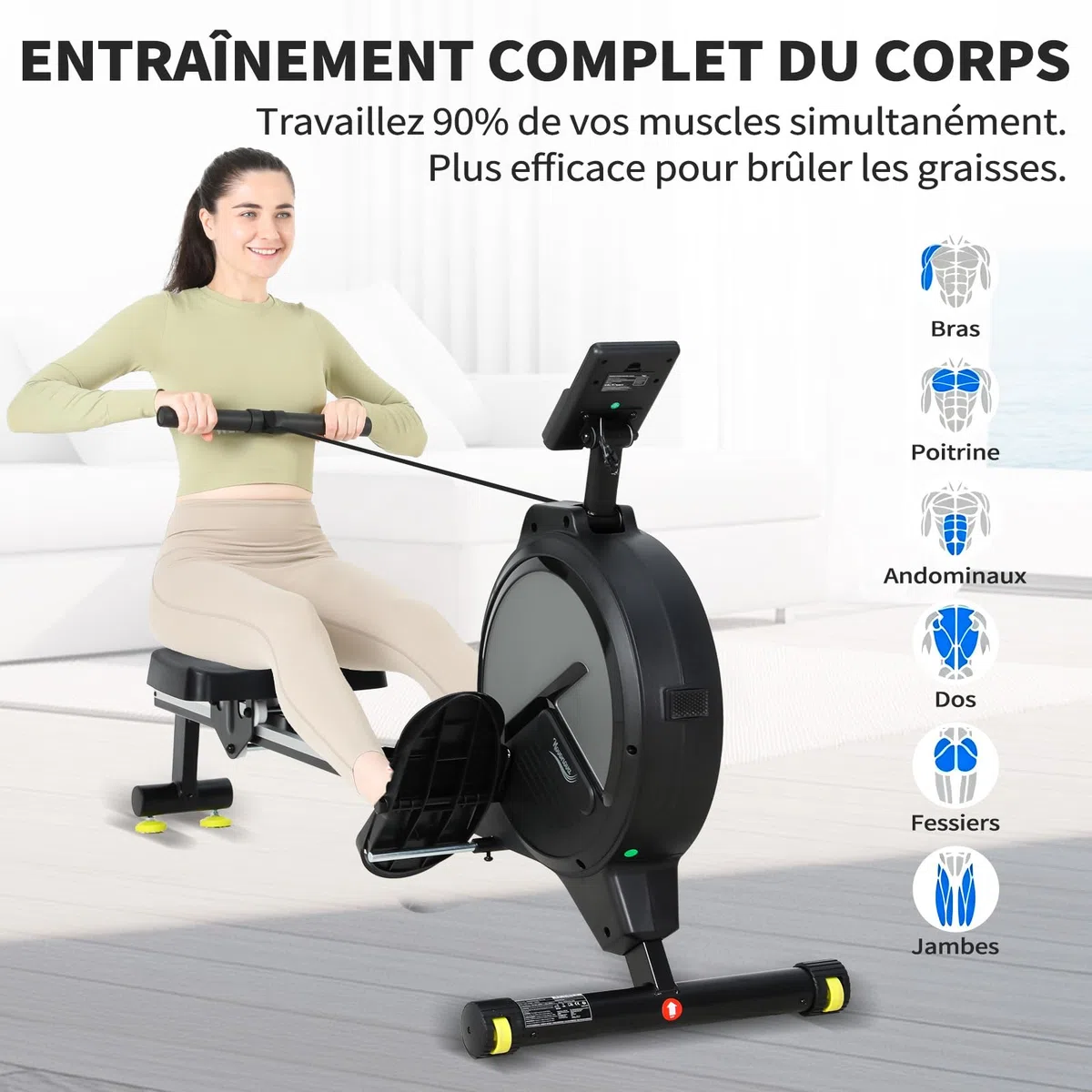 Rameur d'Appartement à 16 Niveaux de Résistance Magnétique, Rameurs Silencieux Glissière Lisse, Rameurs Appartement Magnétique Ecran LCD, Rameur Musculation Fitness, Rowing Machine Bureau