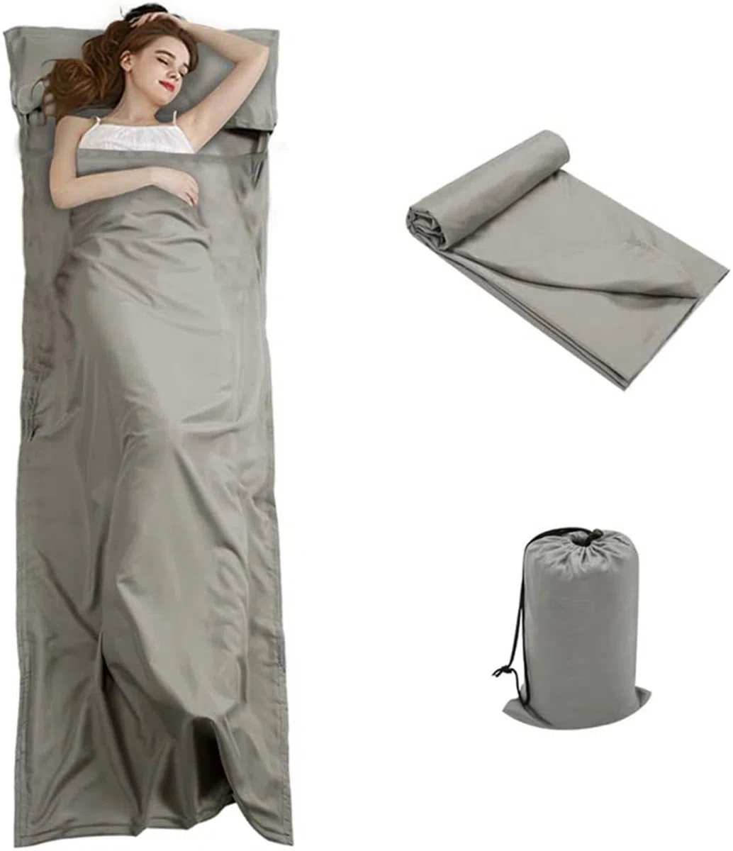 Drap de Sac de Couchage Coton avec Fermeture Éclair, Confort Léger Sac de Couchage et Couverture de Voyage, Sac de Couchage d'É té Doublure Drap Intérieur
