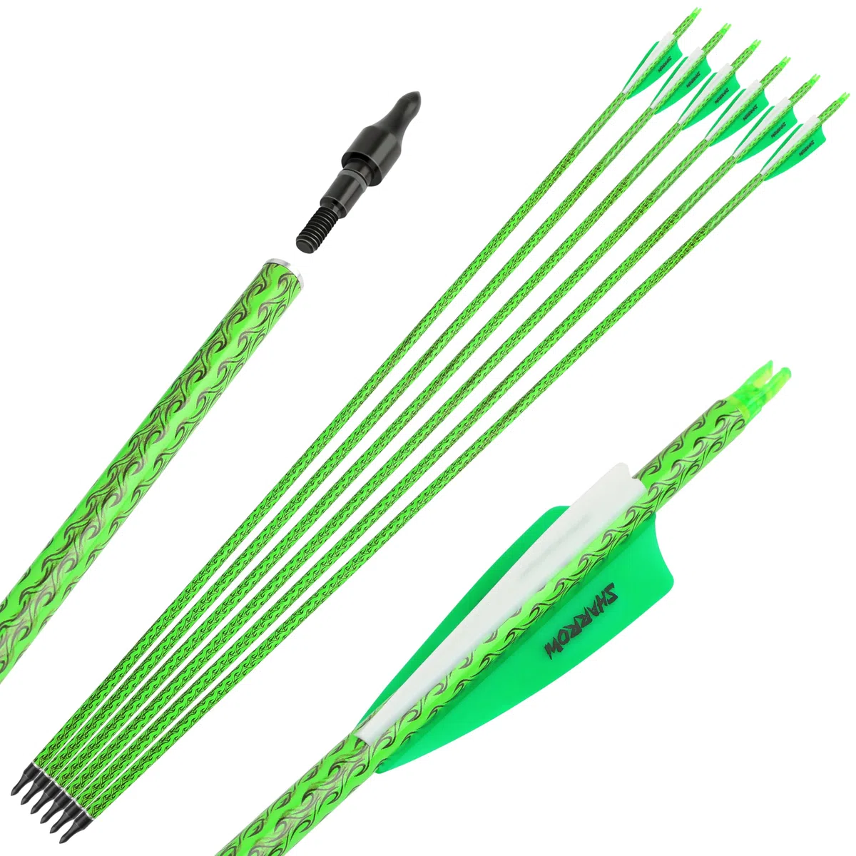 wolfman 30 Pouces ​Flèche de Carbone Coloré Spine 500 Flèche Carbone Flèche de Chasse avec 4" Plume Flèches pour Arc Classique Arc a Poulies Arc Long Tir à l'arc