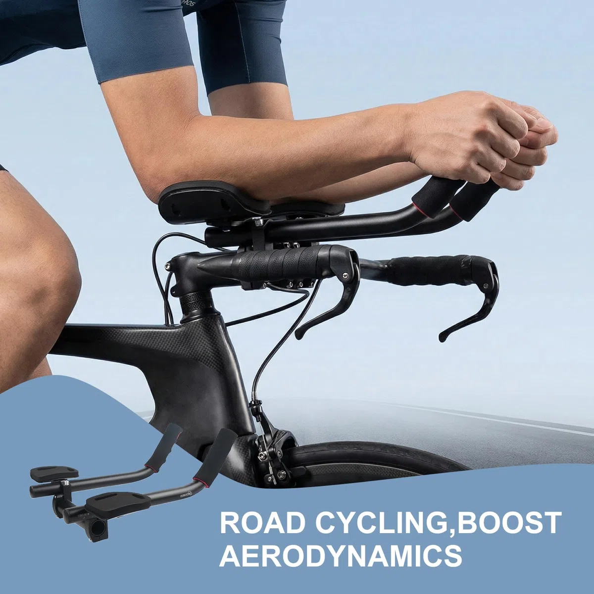 Support de guidon de vélo : Guidon en aluminium avec repose-bras, Guidon aérodynamique antidérapant, Support TT pour triathlon, Support réglable pour vélos de course et VTT