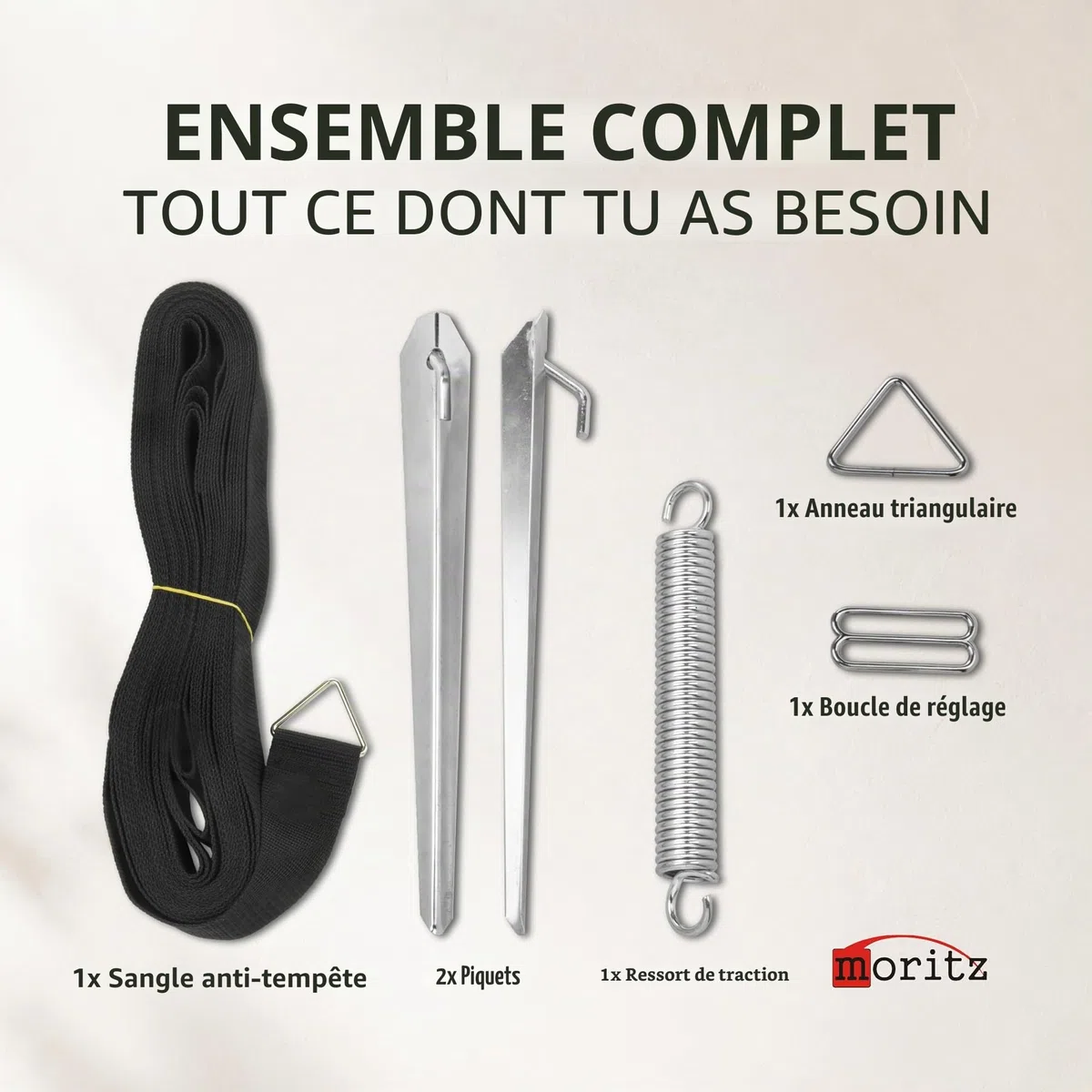 Moritz Sangle tempête de camping de 13 m de long pour auvent, camping-car, caravane - Protection contre les tempêtes, corde de tension