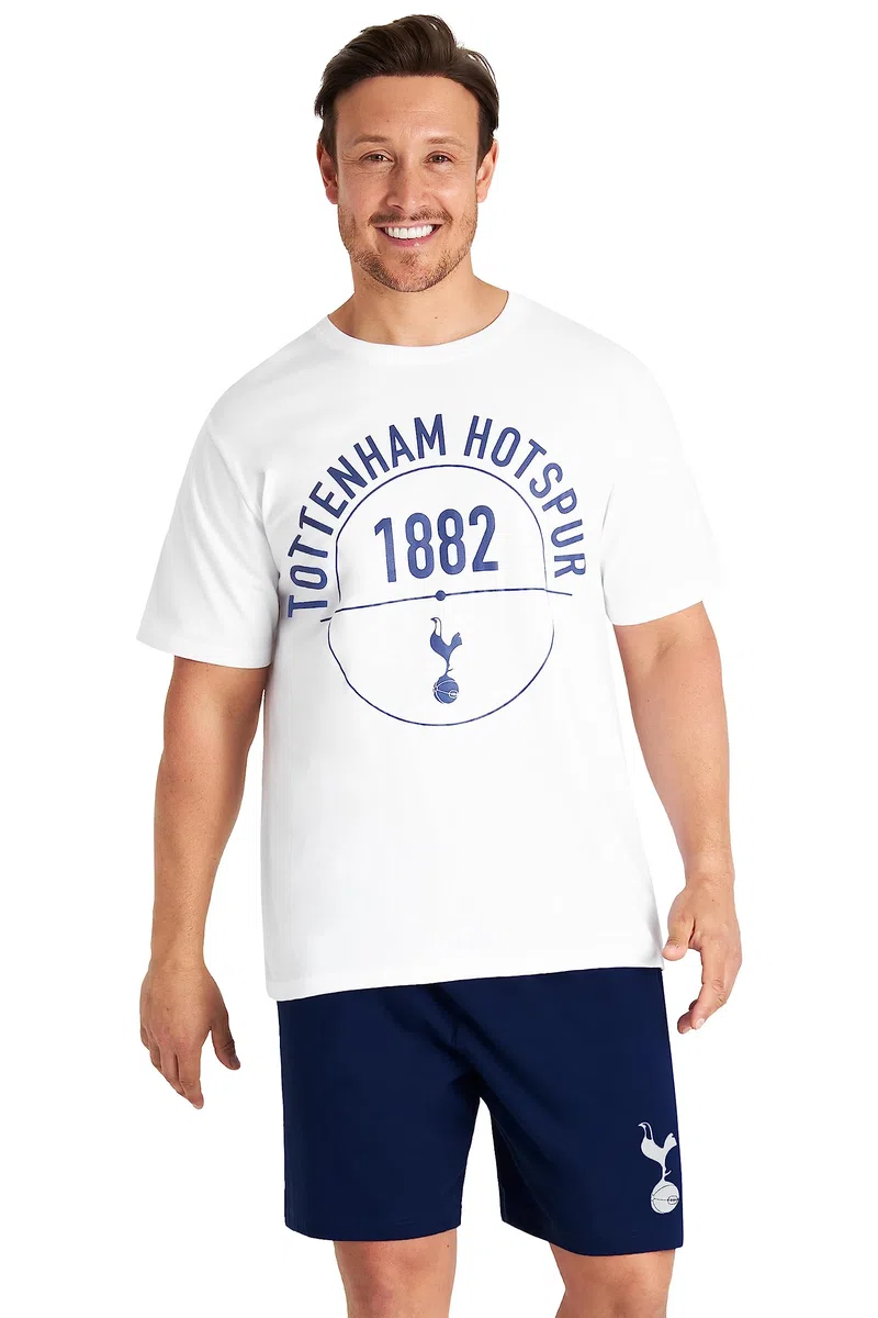 Tottenham Hotspur F.C. Pyjamas for Men Set Short PJs Lounge Set Sleepwear Breathable Nightwear Spurs Football Gifts for Men