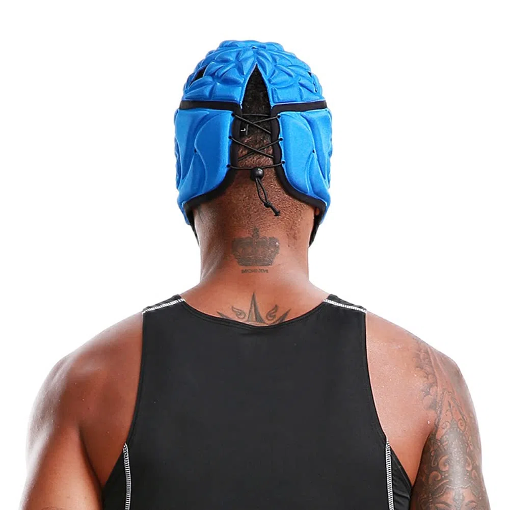 HOMU Casque Souple Casque de Rugby pour Adultes Casque de Rugby réglable Couvre-Chef rembourré réglable Casquette de mêlée de Football Casque de Gardien de But de Football avec jugulaire