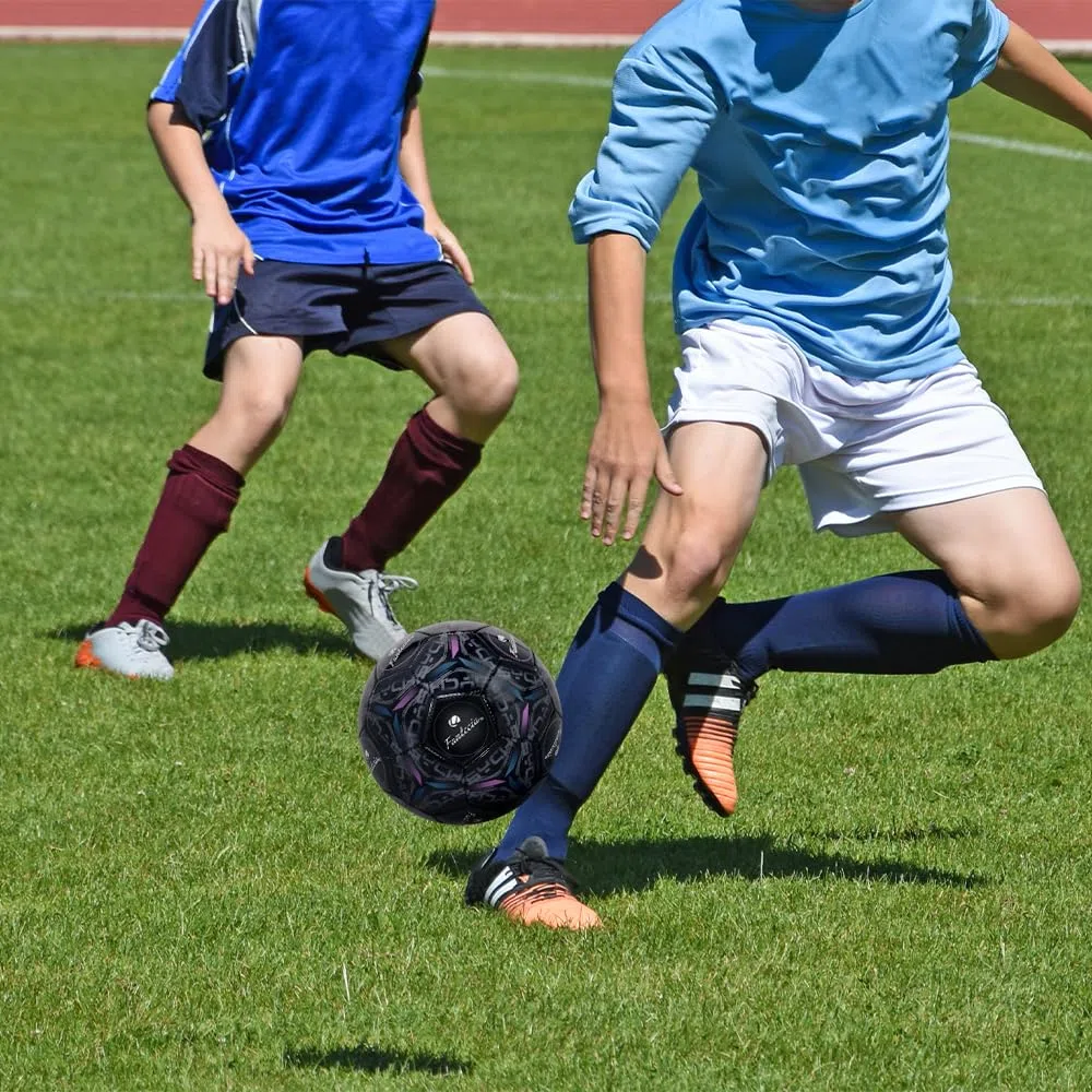 Ballon de football en cuir taille 5 pour enfant - Pour l'extérieur et l'intérieur - Taille et poids officiels