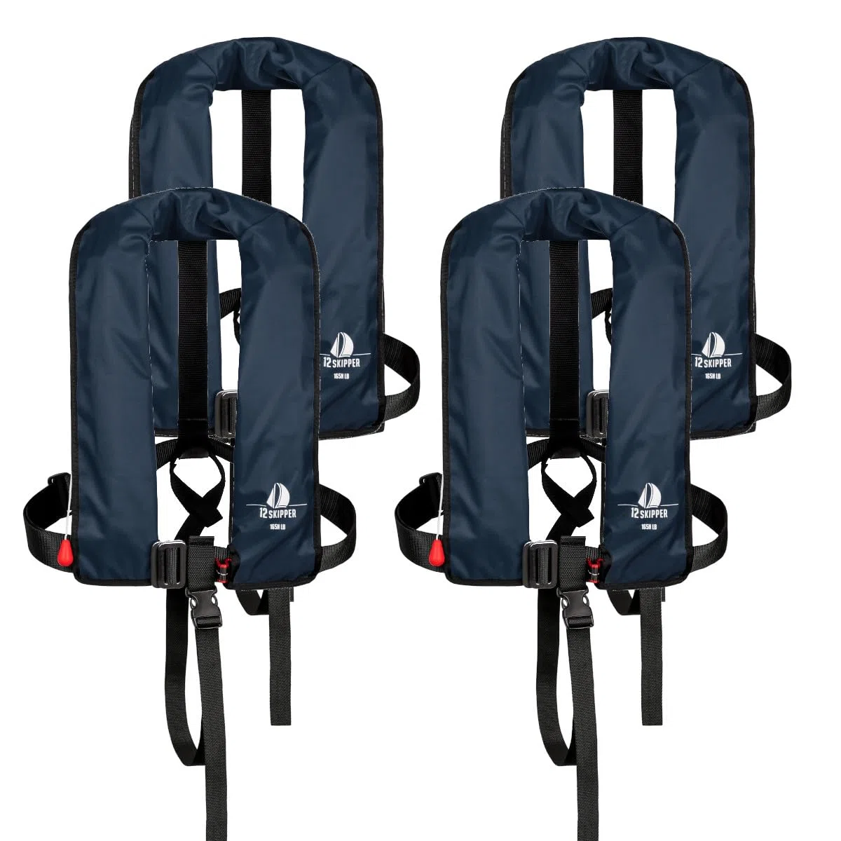 Lot de 4: Gilet de Sauvetage Automatique 165N ISO Waistbelt, Bleu Marine