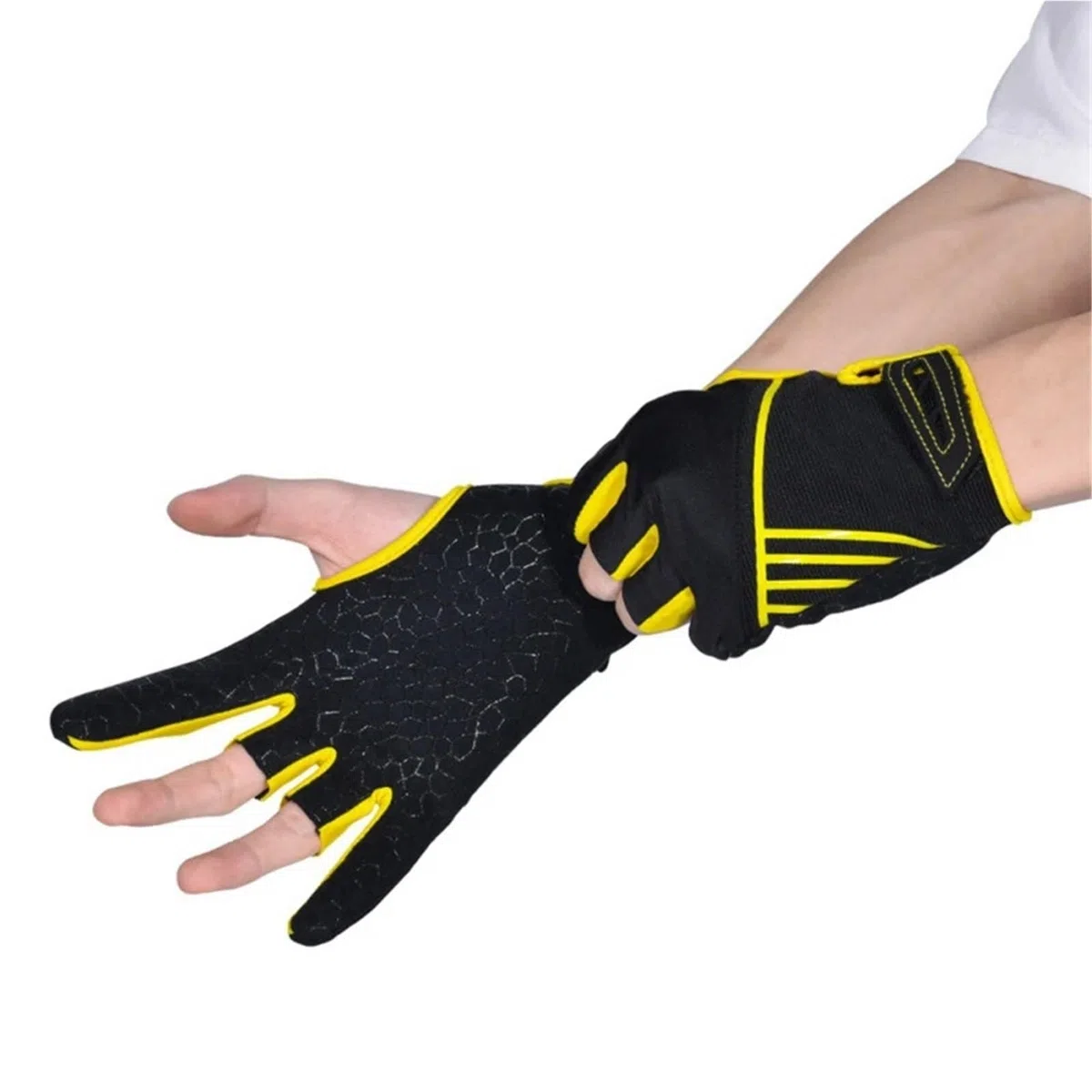 Gants de Bowling Gants De Bowling Femmes Hommes Mitaines Semi-Doigts for Bowling Gants De Fitness Gants De Sport Main Gauche Et Droite(Yellow,S/M)