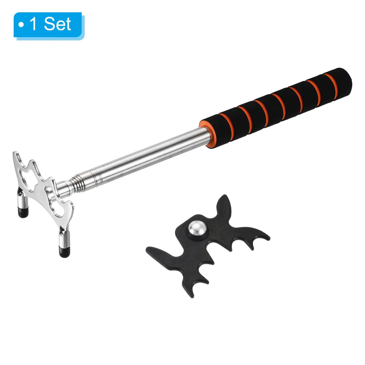 PATIKIL Pont de Queue de Billard Rétractable, Accessoire de Queue de Billard en EVA avec Tête de Pont Basse en Métal Amovible pour Compétition de Billard, Argent/Noir