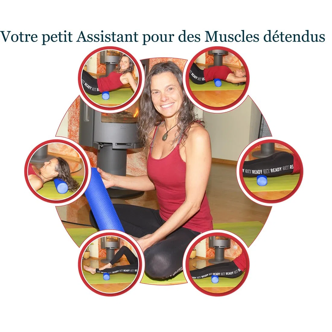 Rouleau de fascias moyen pour les secousses de la colonne vertébrale – Redresseur de dos Ø 9,5 cm x 43 cm (bleu océan), yoga Pilates et fascias Roller pour traitement des points de déclenchement