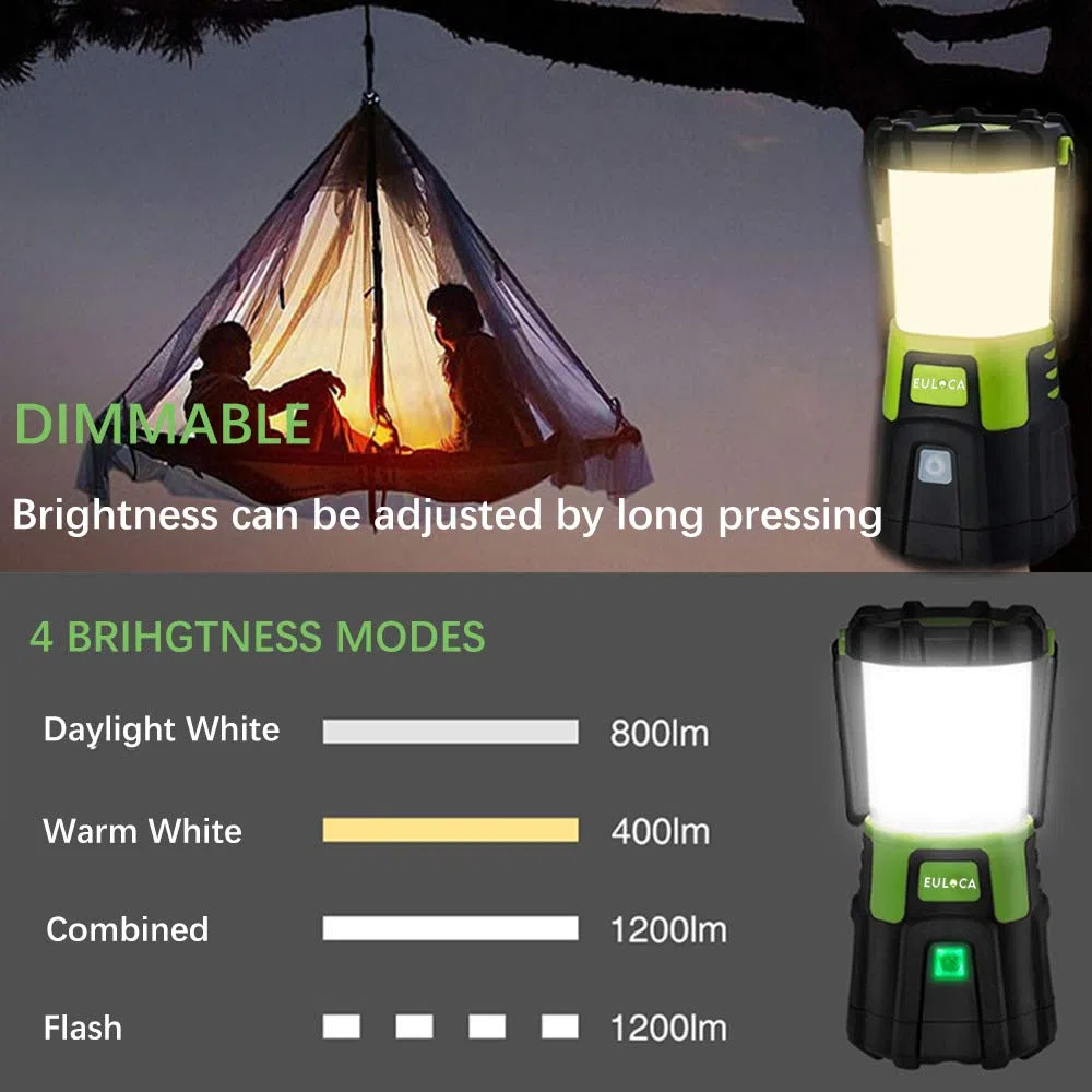 Lanterne LED Rechargeable, Dimmable, Lampe Torche pour Eclairage Extéieur, IPX4 Étanche, Spot pour Randonnée,Camping, Bivouac, Maison, Bricolage, avec Câble USB