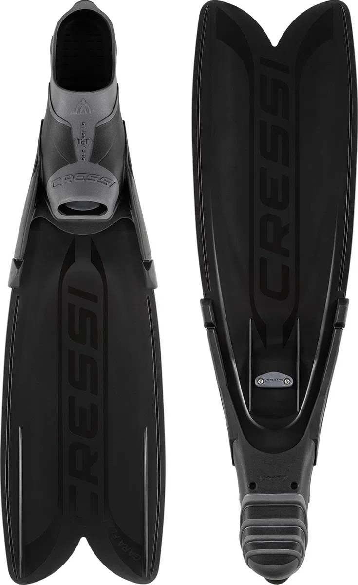 CRESSI Gara Turbo Flex Fins - Palmes Performantes Réactives Légères Unisexes Système Gara Modulaire et Lames Interchangeables pour Plongée Apnée Chasse sous Marine Snorkeling, Noir