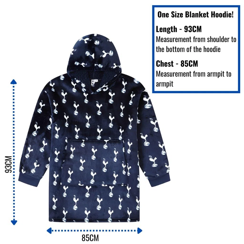 Tottenham Hotspur Football Club Sweat à capuche en polaire de luxe entièrement doublé pour homme Bleu, bleu, Taille unique
