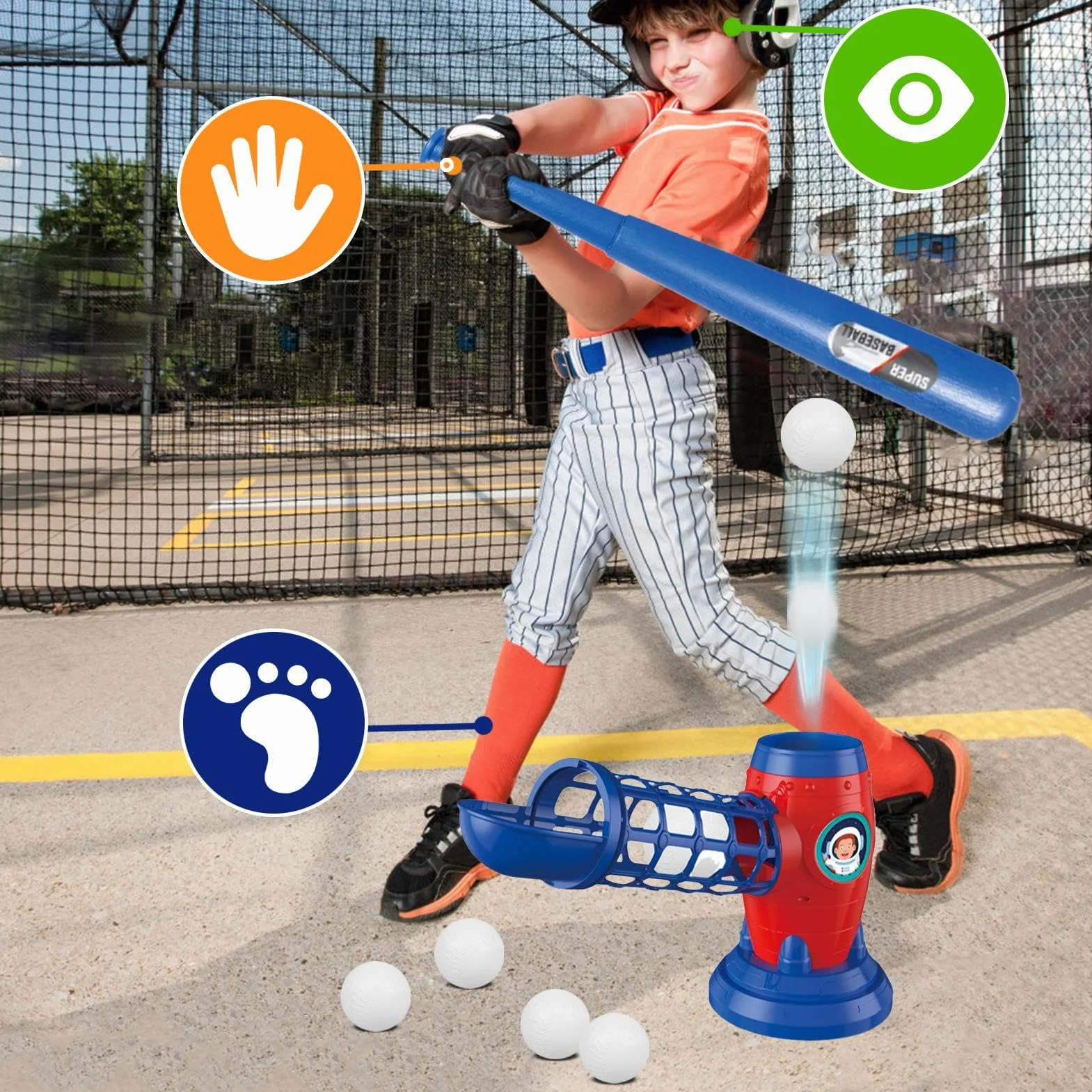 Lanceur de Tennis et de Baseball – Lanceur de Sport électrique, Lanceur de Balle Automatique, Ensemble d'entraînement léger pour , Support de Base Stable, Installation Facile | Parfait pour Les