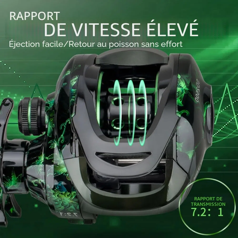 Moulinet de pêche à la baitcasting, système de freinage magnétique pour la pêche en Eau salée et en Eau Douce, Moulinet de pêche avec roulements à Billes en Acier Inoxydable 18 + 1BB, Disponible en