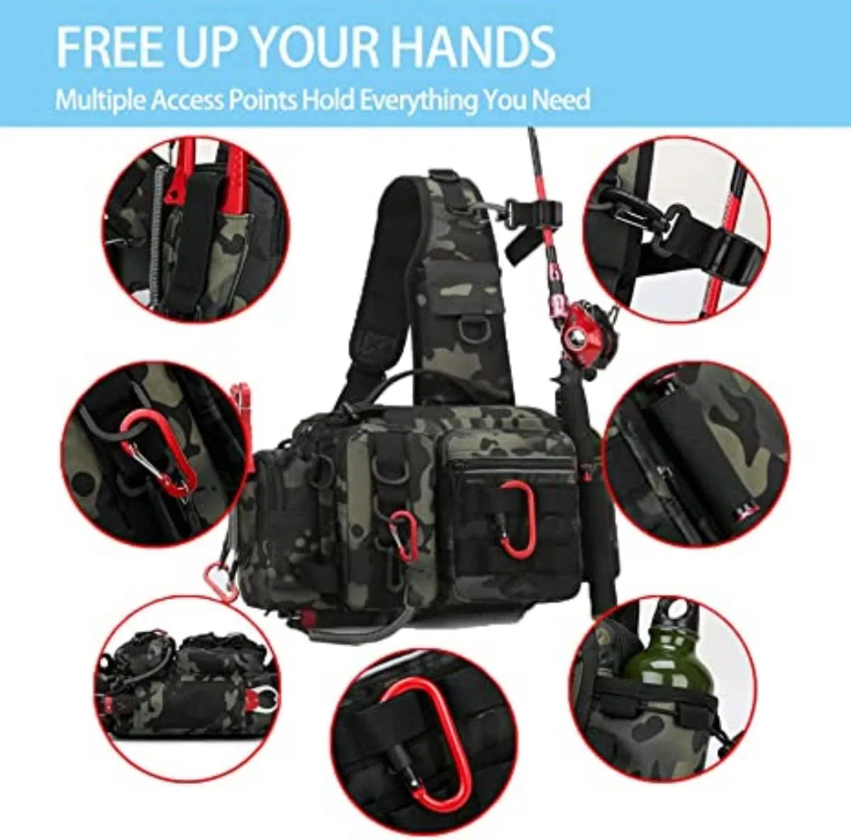 Sac à outils de pêche, sac de rangement de matériel de pêche, sac à dos de pêche léger, sac à outils pour la pêche, la randonnée, la chasse, le camping