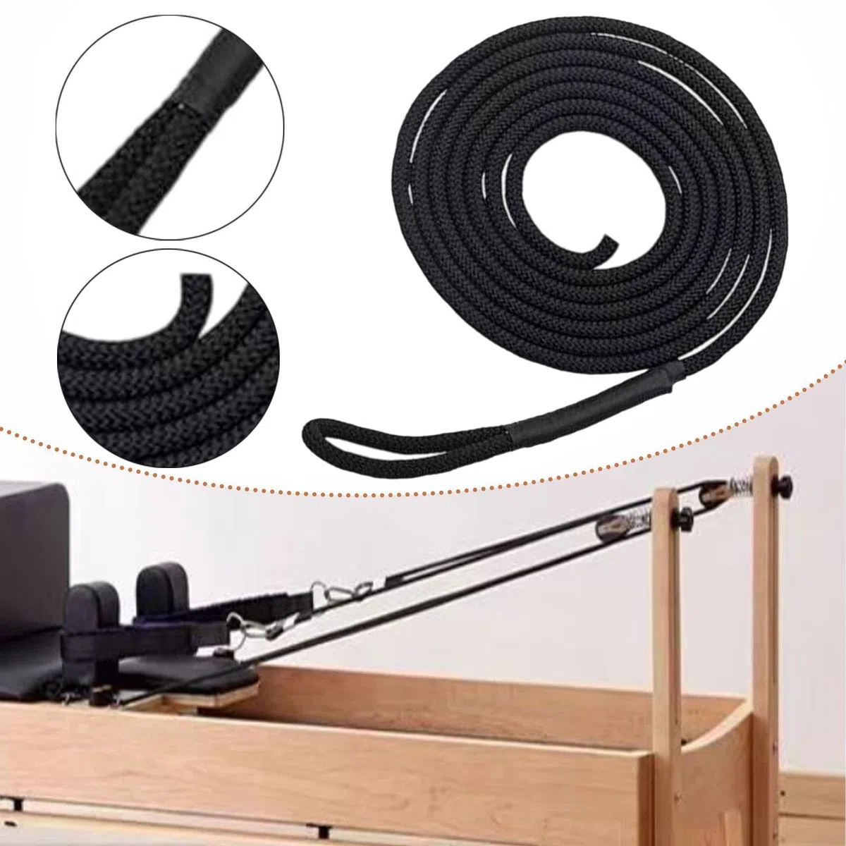 F Fityle Corde de Traction pour Pilates Reformer, pièces, Longueur 260 cm, matériel Facile à Installer, Composants de Ceinture pour Pilates Core Bed
