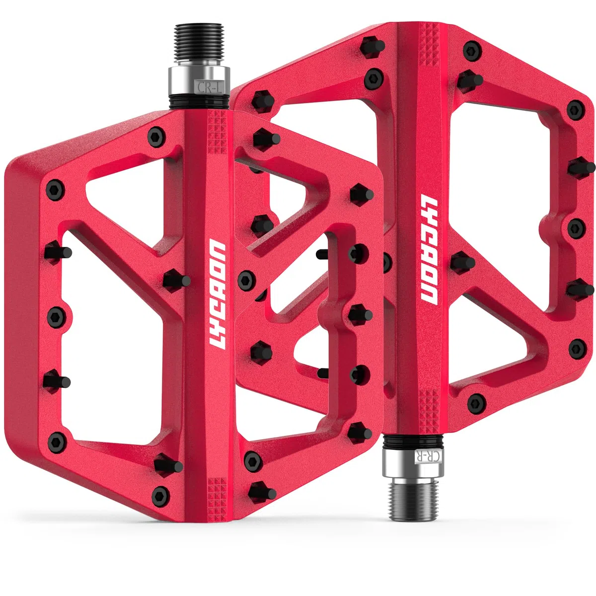 LYCAON Pédales de vélo - Pédales de vélo de Course/VTT - Antidérapantes - Broche CR-MO - Pédales Plates antidérapantes pour VTT 9/16"