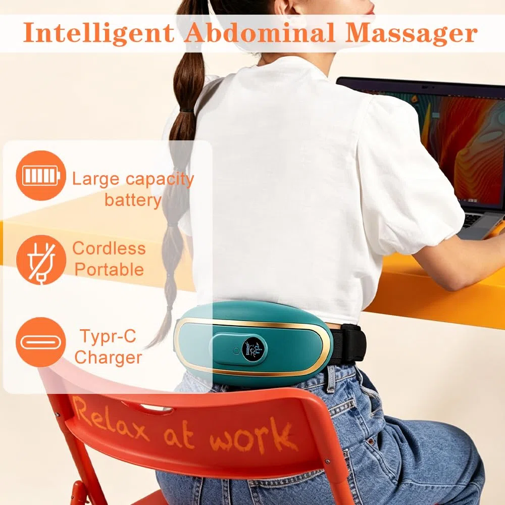 Appareil de massage abdominal, massage abdominal avec chaleur, Le mode vibration sert à soulager la fatigue et convient à l'abdomen, aux reins et au dos (vert)