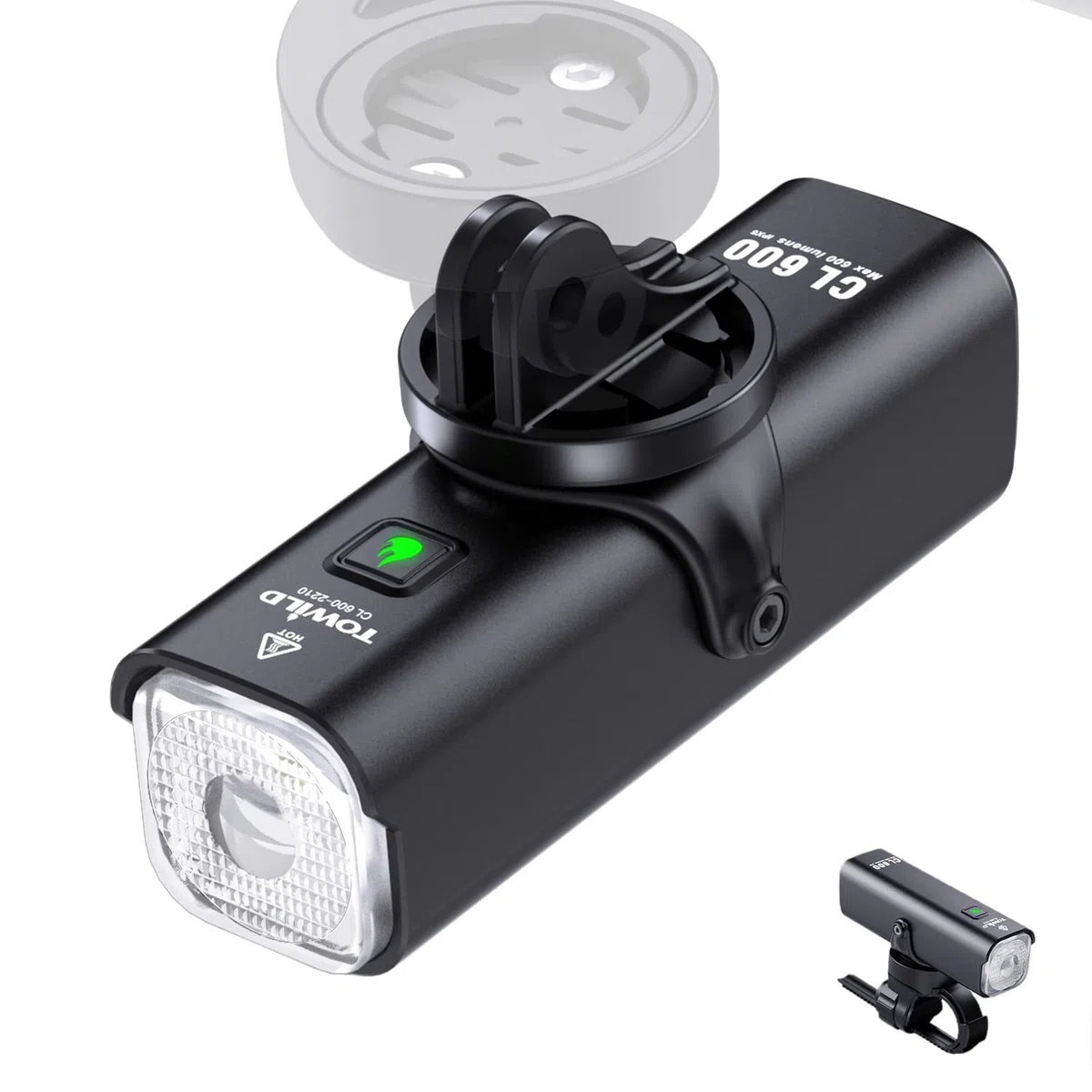 TOWILD 600/1000 lumens Lumières Vélo avec Télécommande sans Fil,CL600/CL1000 Lampe Velo LED pour Le Trajet, la éclairage Avant de Vélo Rechargeable, étanche IPX6 pour la Conduite de Nuit