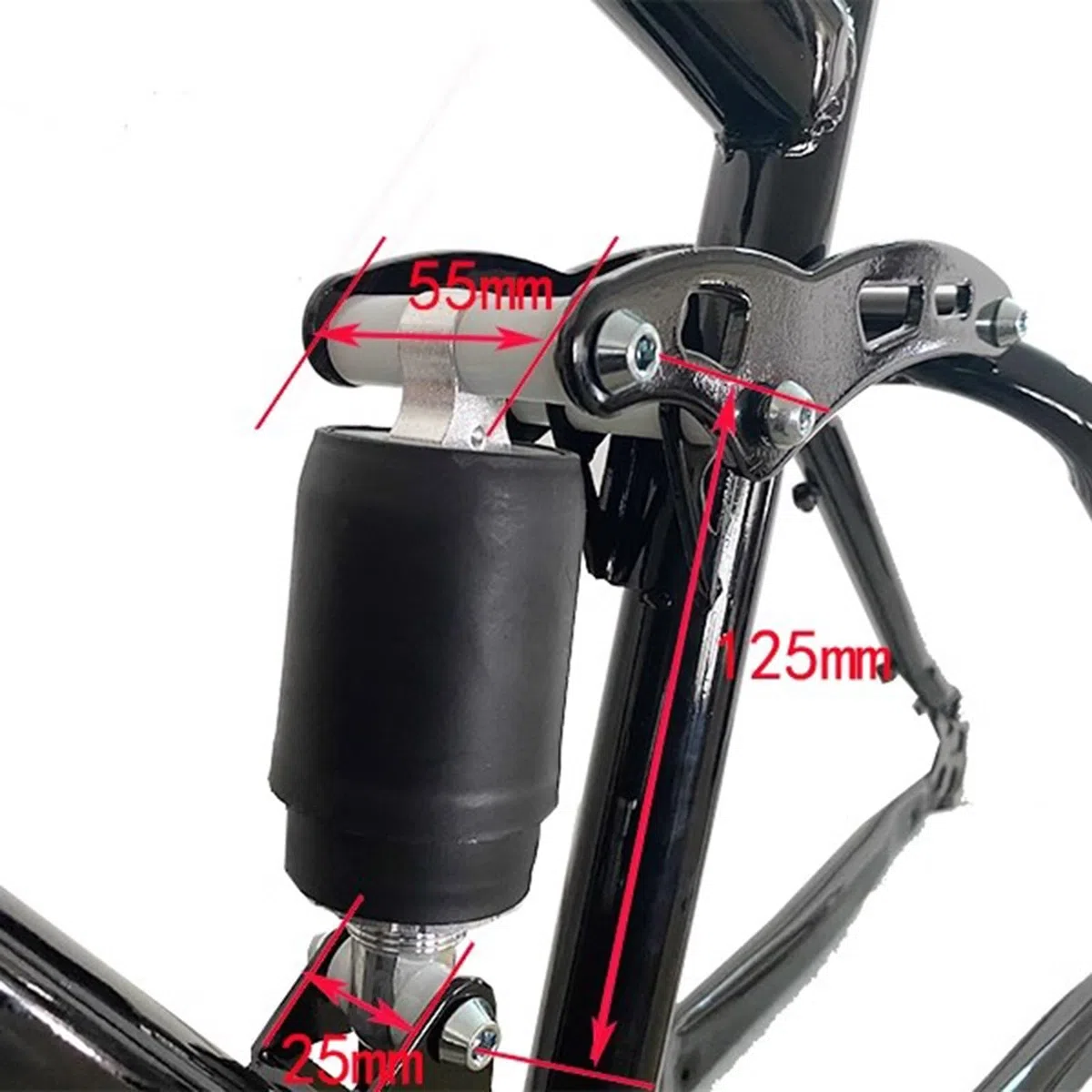 Cadre de VTT Suspendu 26 Pouces 17 Pouces, Freins à Disque, Suspension, Accessoires modifiés, Noir Brillant avec arrière