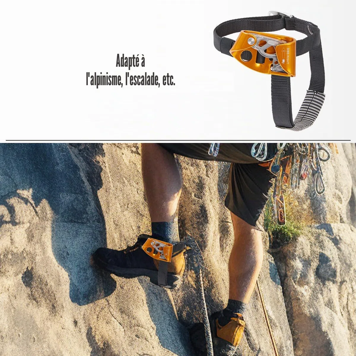 SOB Ascenseur de Pied, Descendeur d'escalade Ascenseur de Pied pour la Sécurité Alpinisme en Plein Air