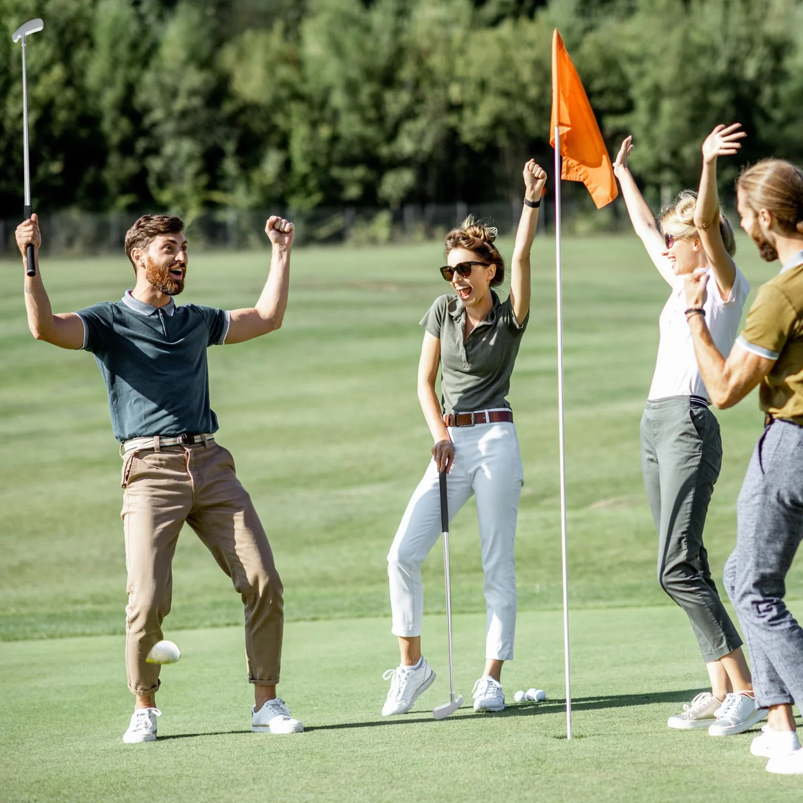 Putter de golf – Putters de golf pour droitier et gaucher pour jeunes débutants, lot de mini clubs de golf amovibles, 83,8 cm avec 2 balles de golf standard double couche