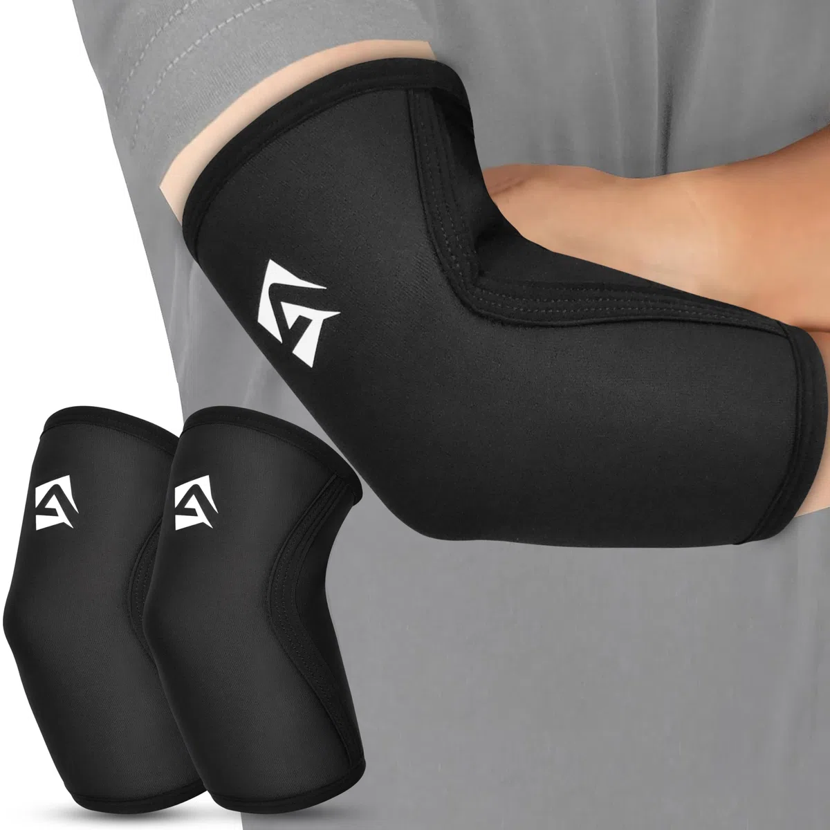 AQF Coudières D'haltérophilie en Néoprène (Paire) - 5mm et 7mm Antidérapant Coudière Musculation pour Bodybuilding et Cross-Training - Bandage de Coude Soutien pour Gym et L'entraînement