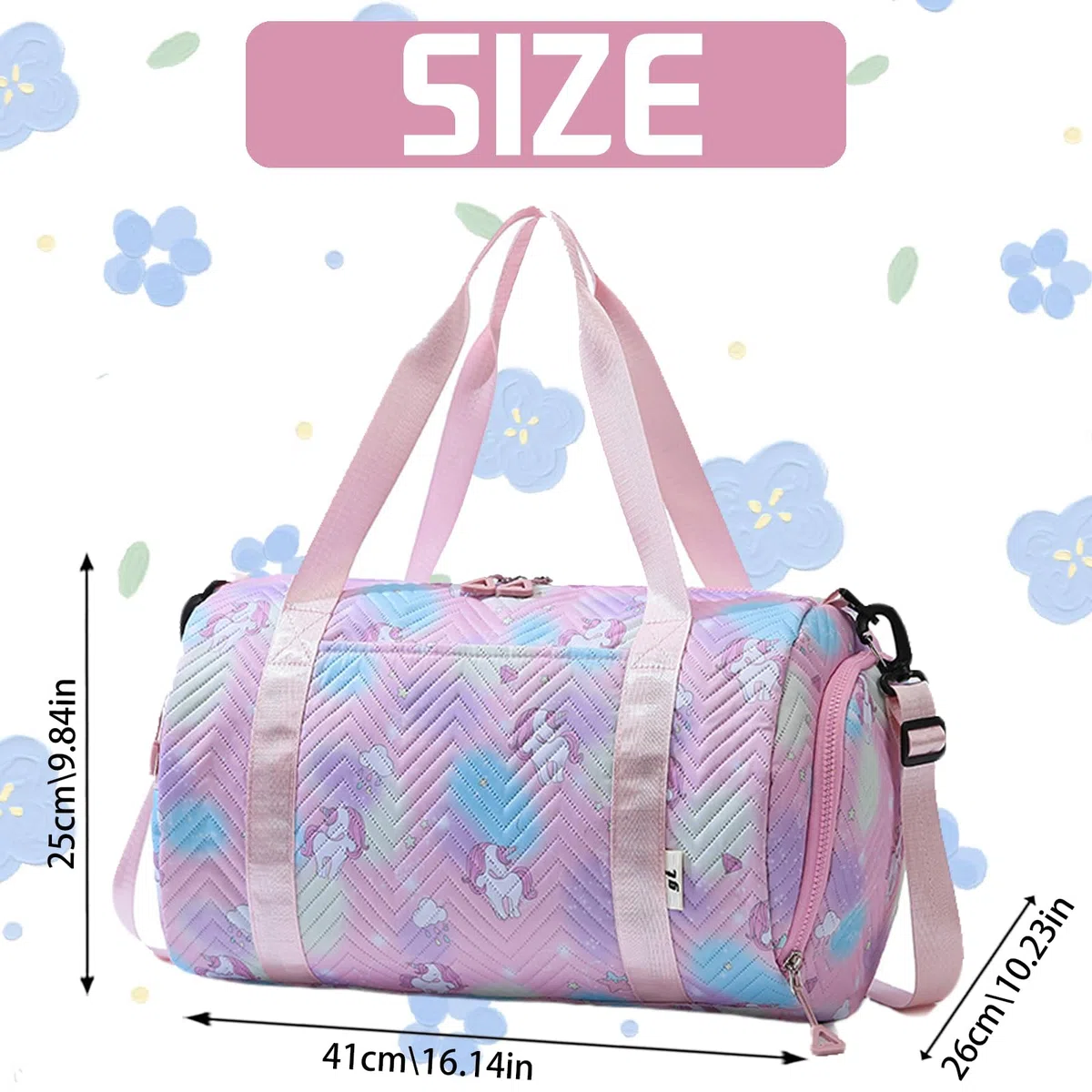 YOUYIKE Sac de Sport Fille, 25L Imperméable Sac de Voyage, Licorne Sac Weekend Enfant, Sac Voyage Cabine Avion, Travel Bag pour Gym Sport avec Compartiment à Chaussures et Poche Humide, Rose