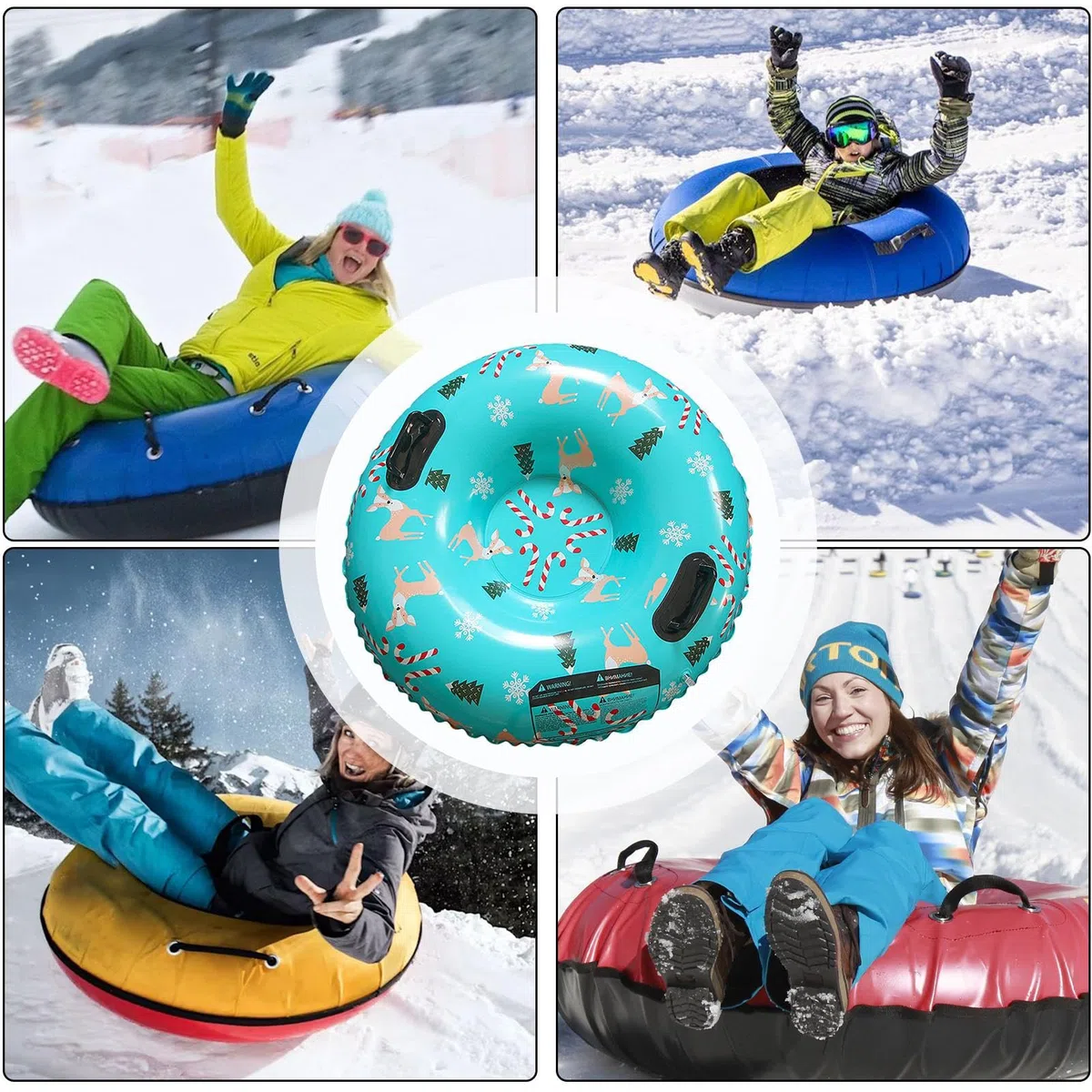 Ski Gonflable, Tube À Neige Gonflable, Luge Gonflable avec Poignées, Luge Gonflable pour Tube De Neige, Bouée À Neige Idéal pour Les Sports d'hiver en Plein Air