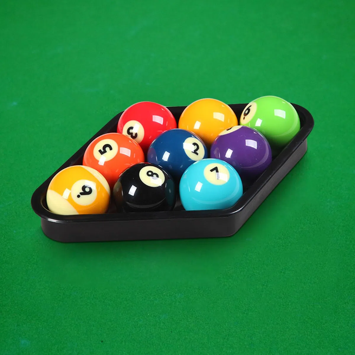 Fadcaer Support triangulaire pour 9 boules de billard en plastique robuste pour boules de billard de 5,3 cm - Noir