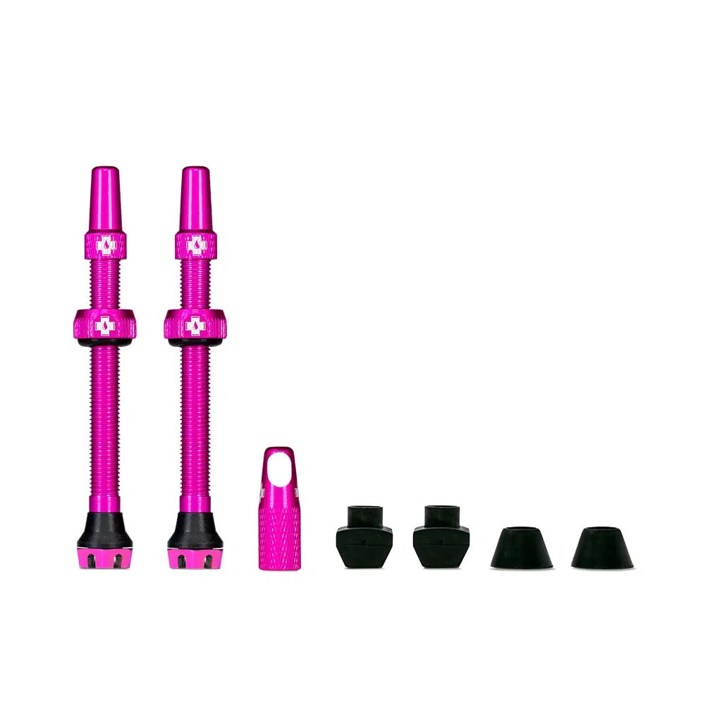 Muc-Off Valves Presta Tubeless - 44 mm - Valves de Vélo Anti-Fuite de Qualité Supérieure avec Outil Démonte-Obus de Valve Intégré - Rose